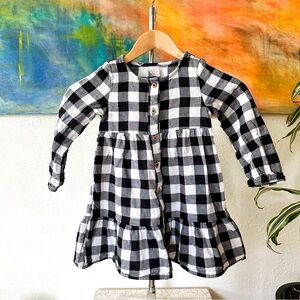 Wonder Nation Girls Black & White Gingham Tiered Cotton Dress